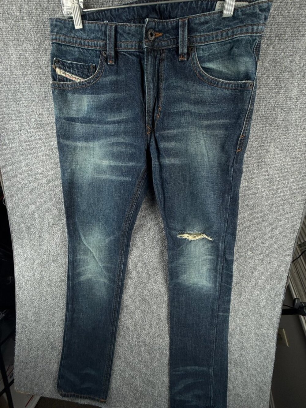 Diesel Thavar Jeans Men Blue Denim Dark Wash Slim Skinny Italy USA Designer